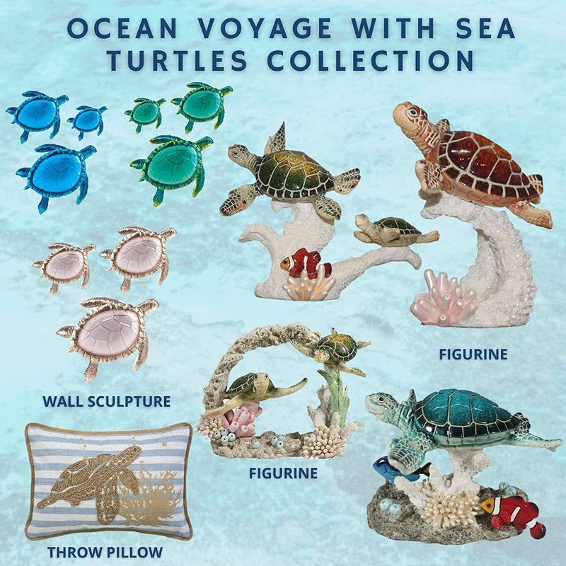 Comfy Hour Ocean Voyage Collection 7" Sea Turtle Coastal Beach Coral Theme Wall Decorative Frame, Polyresin - Image 5